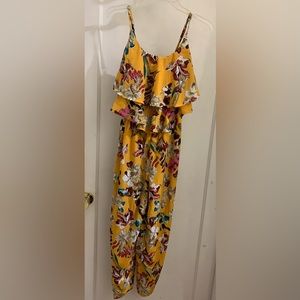 Toxik- yellow floral, wide leg jumpsuit - size Medium